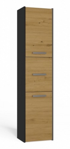 Szafka łazienkowa Sara S43 stojąca wąski słupek 40 cm antracyt/dąb artisan