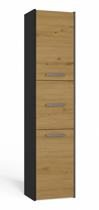 Szafka łazienkowa Sara S43 stojąca wąski słupek 40 cm antracyt/dąb artisan