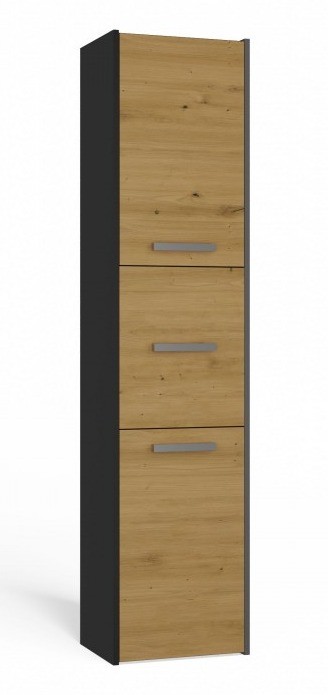 Szafka łazienkowa Sara S43 stojąca wąski słupek 40 cm antracyt/dąb artisan