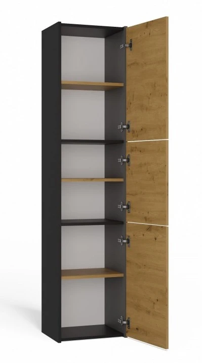 Szafka łazienkowa Sara S43 stojąca wąski słupek 40 cm antracyt/dąb artisan