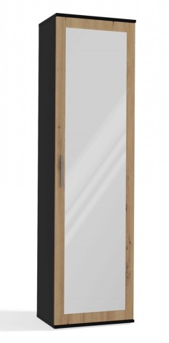 Szafa Duo wąska nowoczesna z lustrem do przedpokoju 50 cm antracyt/dąb artisan