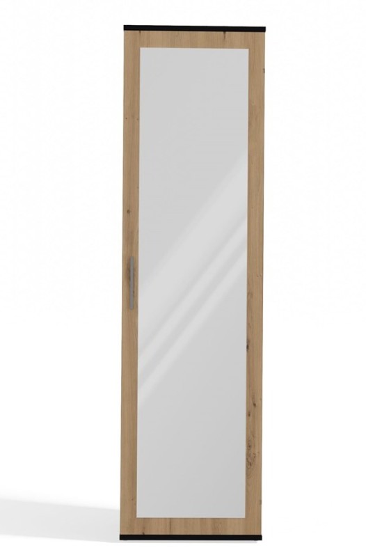 Szafa Duo wąska nowoczesna z lustrem do przedpokoju 50 cm antracyt/dąb artisan