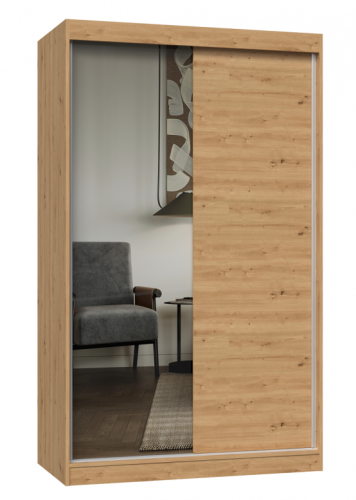 Szafa przesuwna Iga z lustrem do sypialni 120 cm dąb artisan