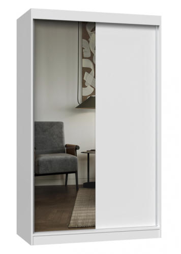 Szafa przesuwna Iga z lustrem do sypialni 120 cm biały