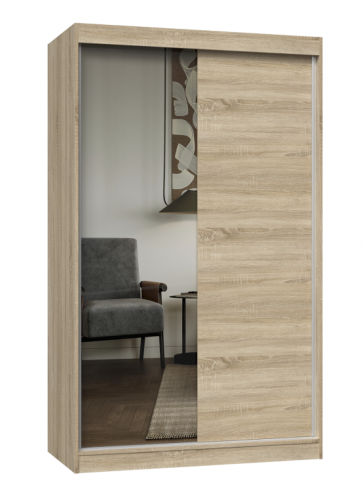 Szafa przesuwna Iga z lustrem do sypialni 120 cm dąb sonoma
