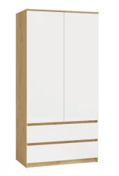 Szafa Malwa SS-90 dwudrzwiowa z szufladami 90 cm dąb artisan/biały
