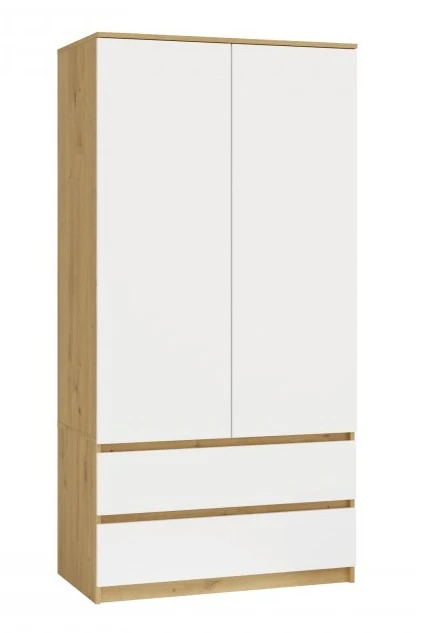 Szafa Malwa SS-90 dwudrzwiowa z szufladami 90 cm dąb artisan/biały