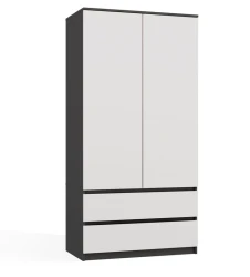 Szafa Malwa SS-90 dwudrzwiowa z szufladami 90 cm antracyt/biały