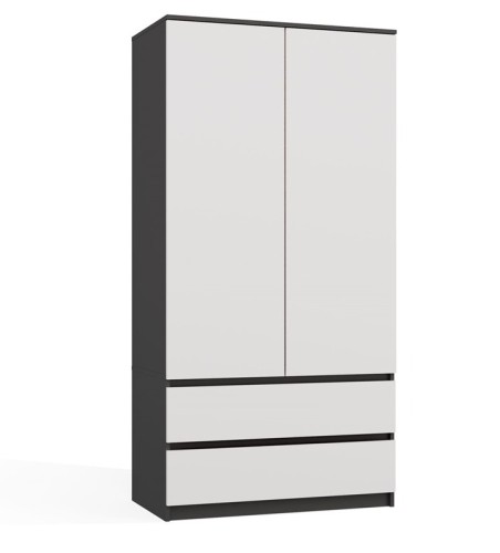 Szafa Malwa SS-90 dwudrzwiowa z szufladami 90 cm antracyt/biały