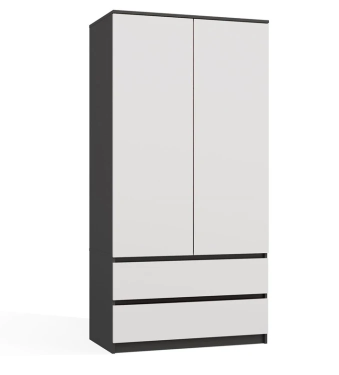 Szafa Malwa SS-90 dwudrzwiowa z szufladami 90 cm antracyt/biały