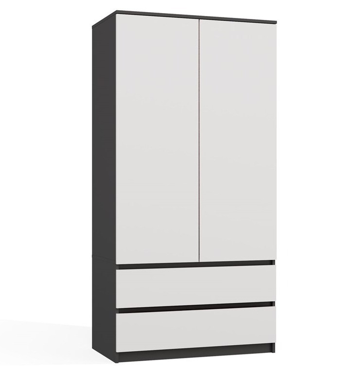 Szafa Malwa SS-90 dwudrzwiowa z szufladami 90 cm antracyt/biały