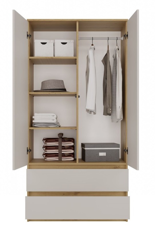 Szafa Malwa SS-90 dwudrzwiowa z szufladami 90 cm dąb artisan/kaszmir