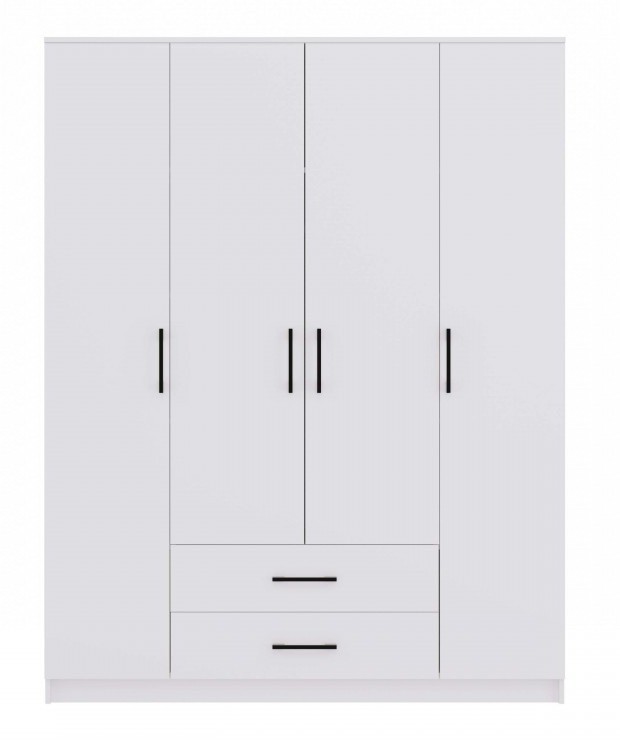 Szafa czterodrzwiowa Romana z szufladami do sypialni 160 cm biała