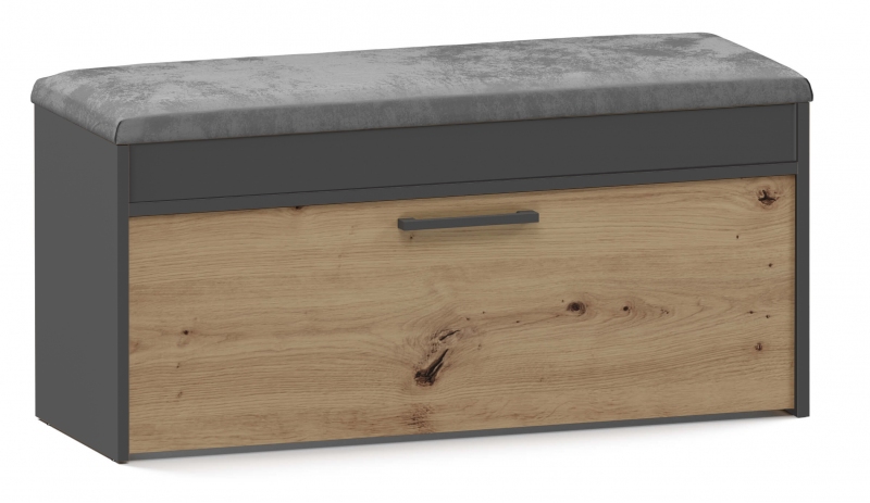 Szafka na buty Parma z siedziskiem i schowkiem 100 cm antracyt/dąb artisan