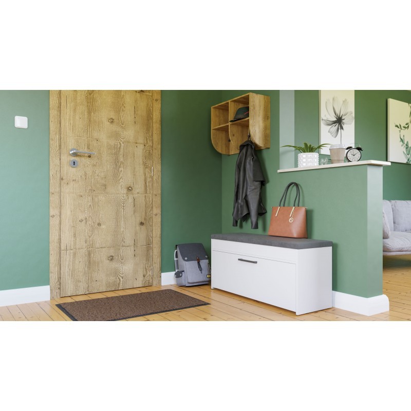 Szafka na buty Parma z siedziskiem i schowkiem 100 cm biały