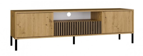 Szafka RTV Kamaro nowoczesna stojąca z lamelami ryflowana 160 cm dąb artisan
