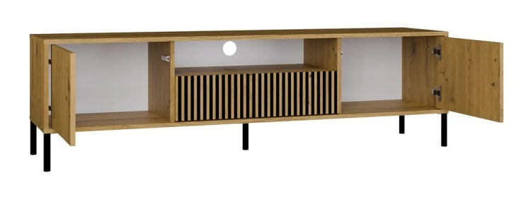 Szafka RTV Kamaro nowoczesna stojąca z lamelami ryflowana 160 cm dąb artisan