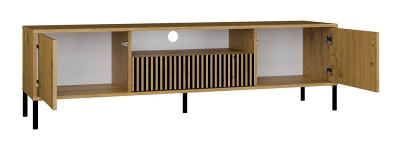 Szafka RTV Kamaro nowoczesna stojąca z lamelami ryflowana 160 cm dąb artisan