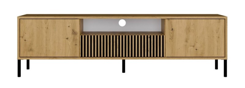 Szafka RTV Kamaro nowoczesna stojąca z lamelami ryflowana 160 cm dąb artisan