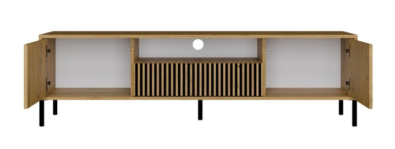 Szafka RTV Kamaro nowoczesna stojąca z lamelami ryflowana 160 cm dąb artisan