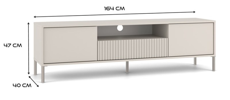 Szafka RTV Kamaro nowoczesna stojąca z lamelami ryflowana 160 cm kaszmir