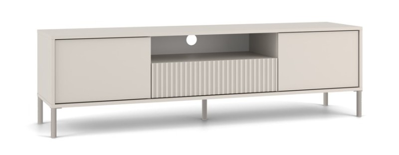 Szafka RTV Kamaro nowoczesna stojąca z lamelami ryflowana 160 cm kaszmir