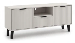 Szafka RTV Scandi Slim z ryflowanymi frontami 140 cm kaszmir