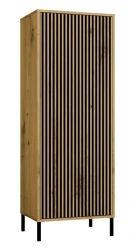Witryna Kamaro Slim 1-drzwiowa z ryflowanym frontem 53 cm dąb artisan
