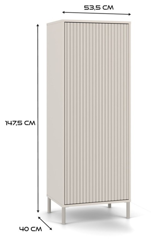 Witryna Kamaro Slim 1-drzwiowa z ryflowanym frontem 53 cm kaszmir