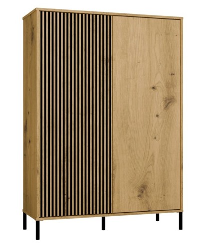 Witryna Kamaro Slim 2-drzwiowa z ryflowanym i gładkim frontem 103 cm dąb artisan