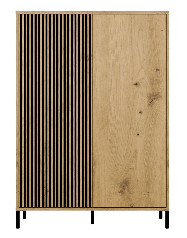 Witryna Kamaro Slim 2-drzwiowa z ryflowanym i gładkim frontem 103 cm dąb artisan