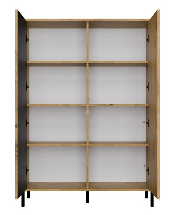 Witryna Kamaro Slim 2-drzwiowa z ryflowanym i gładkim frontem 103 cm dąb artisan