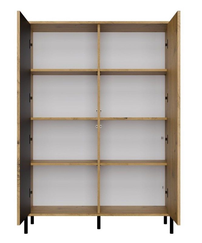 Witryna Kamaro Slim 2-drzwiowa z ryflowanym i gładkim frontem 103 cm dąb artisan