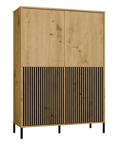 Witryna Kamaro Slim 4-drzwiowa z ryflowanym i gładkim frontem 103 cm dąb artisan