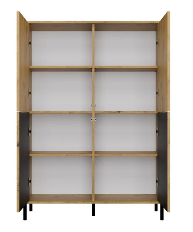 Witryna Kamaro Slim 4-drzwiowa z ryflowanym i gładkim frontem 103 cm dąb artisan