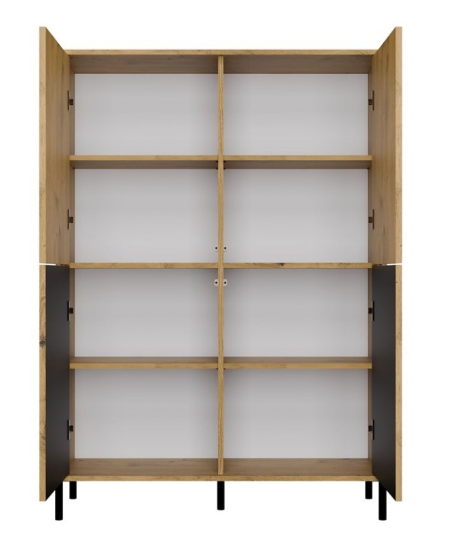 Witryna Kamaro Slim 4-drzwiowa z ryflowanym i gładkim frontem 103 cm dąb artisan