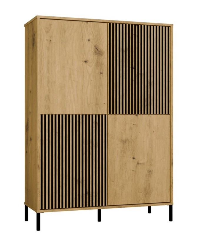 Witryna Kamaro Slim 4-drzwiowa z ryflowanym i gładkim frontem 103 cm dąb artisan