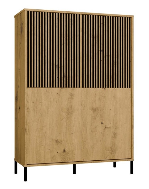 Witryna Kamaro Slim 4-drzwiowa z ryflowanym i gładkim frontem 103 cm dąb artisan
