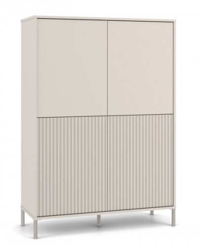 Witryna Kamaro Slim 4-drzwiowa z ryflowanym i gładkim frontem 103 cm kaszmir