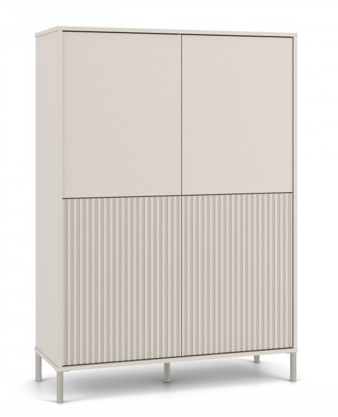 Witryna Kamaro Slim 4-drzwiowa z ryflowanym i gładkim frontem 103 cm kaszmir