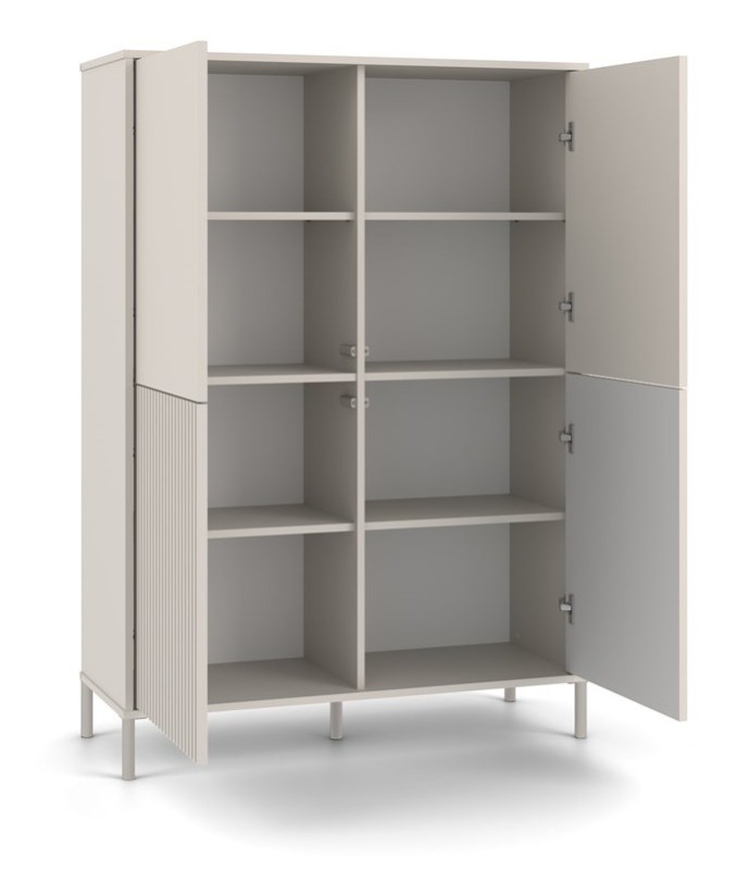 Witryna Kamaro Slim 4-drzwiowa z ryflowanym i gładkim frontem 103 cm kaszmir