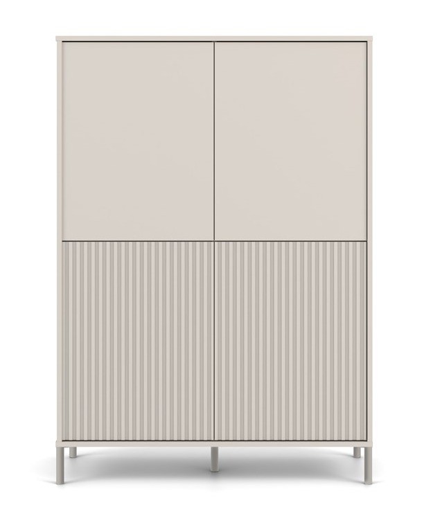 Witryna Kamaro Slim 4-drzwiowa z ryflowanym i gładkim frontem 103 cm kaszmir