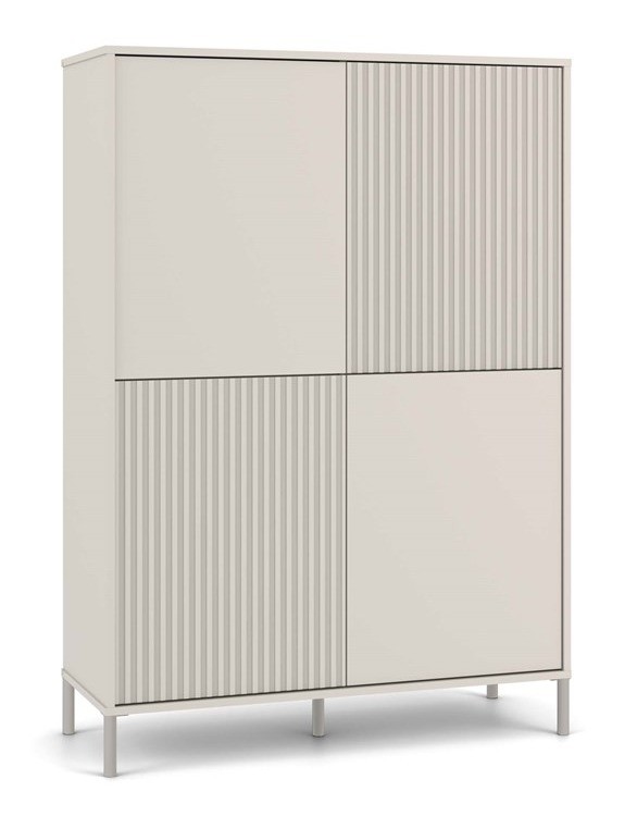 Witryna Kamaro Slim 4-drzwiowa z ryflowanym i gładkim frontem 103 cm kaszmir