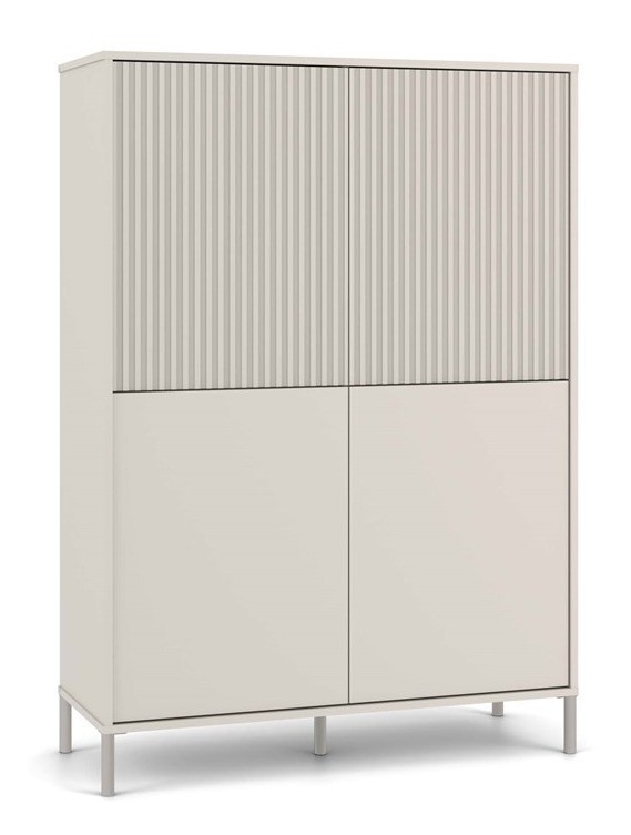 Witryna Kamaro Slim 4-drzwiowa z ryflowanym i gładkim frontem 103 cm kaszmir