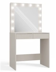 Toaletka Marina Slim z lustrem LED i szufladami do sypialni 81 cm kaszmir