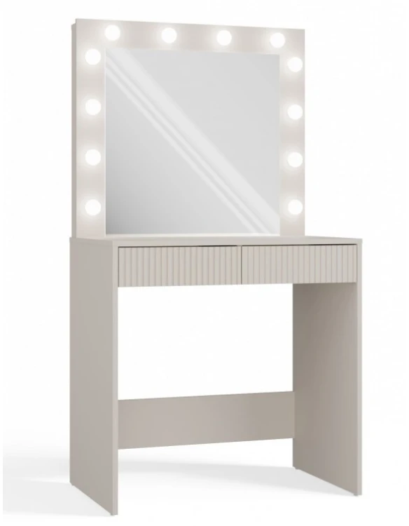 Toaletka Marina Slim z lustrem LED i szufladami do sypialni 81 cm kaszmir