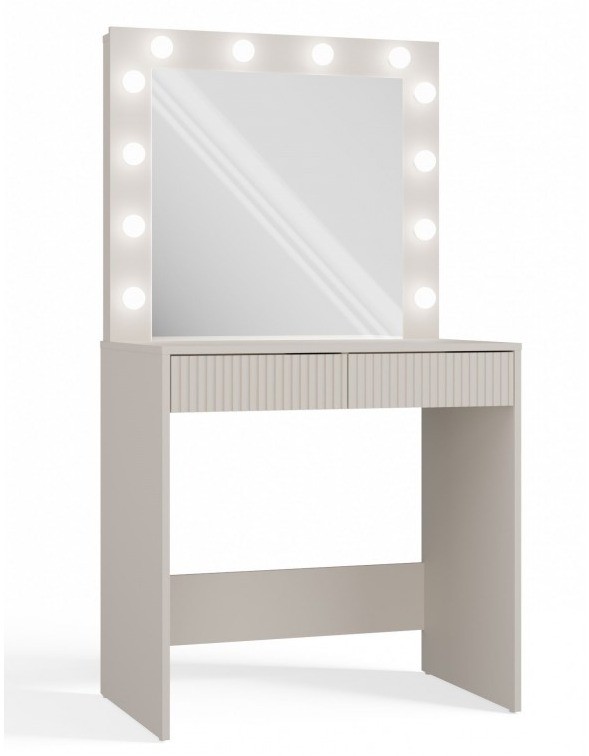 Toaletka Marina Slim z lustrem LED i szufladami do sypialni 81 cm kaszmir