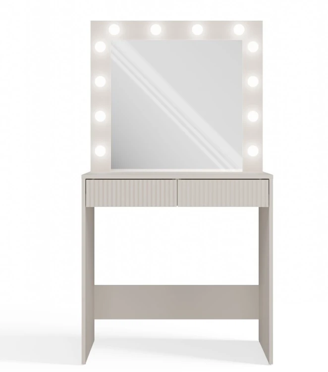 Toaletka Marina Slim z lustrem LED i szufladami do sypialni 81 cm kaszmir