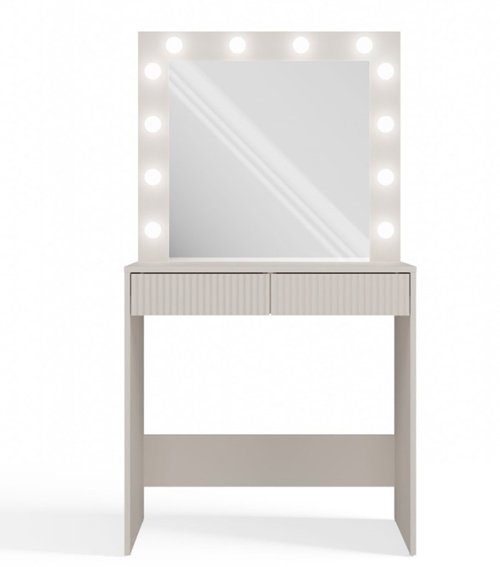 Toaletka Marina Slim z lustrem LED i szufladami do sypialni 81 cm kaszmir