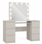 Toaletka Marina z lustrem LED i szufladami do sypialni 130 cm kaszmir